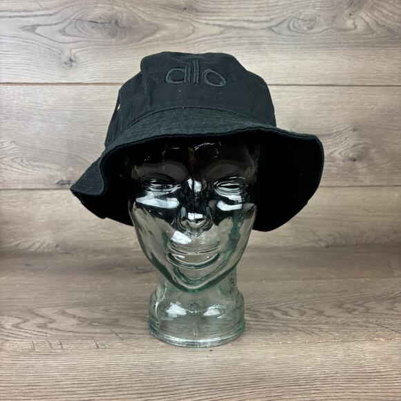 Alo Yoga Black Bucket Hat Ethos Brand Size L/XL 100% Cotton Bucket Hat - Picture 2 of 9